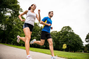 Man and Woman running